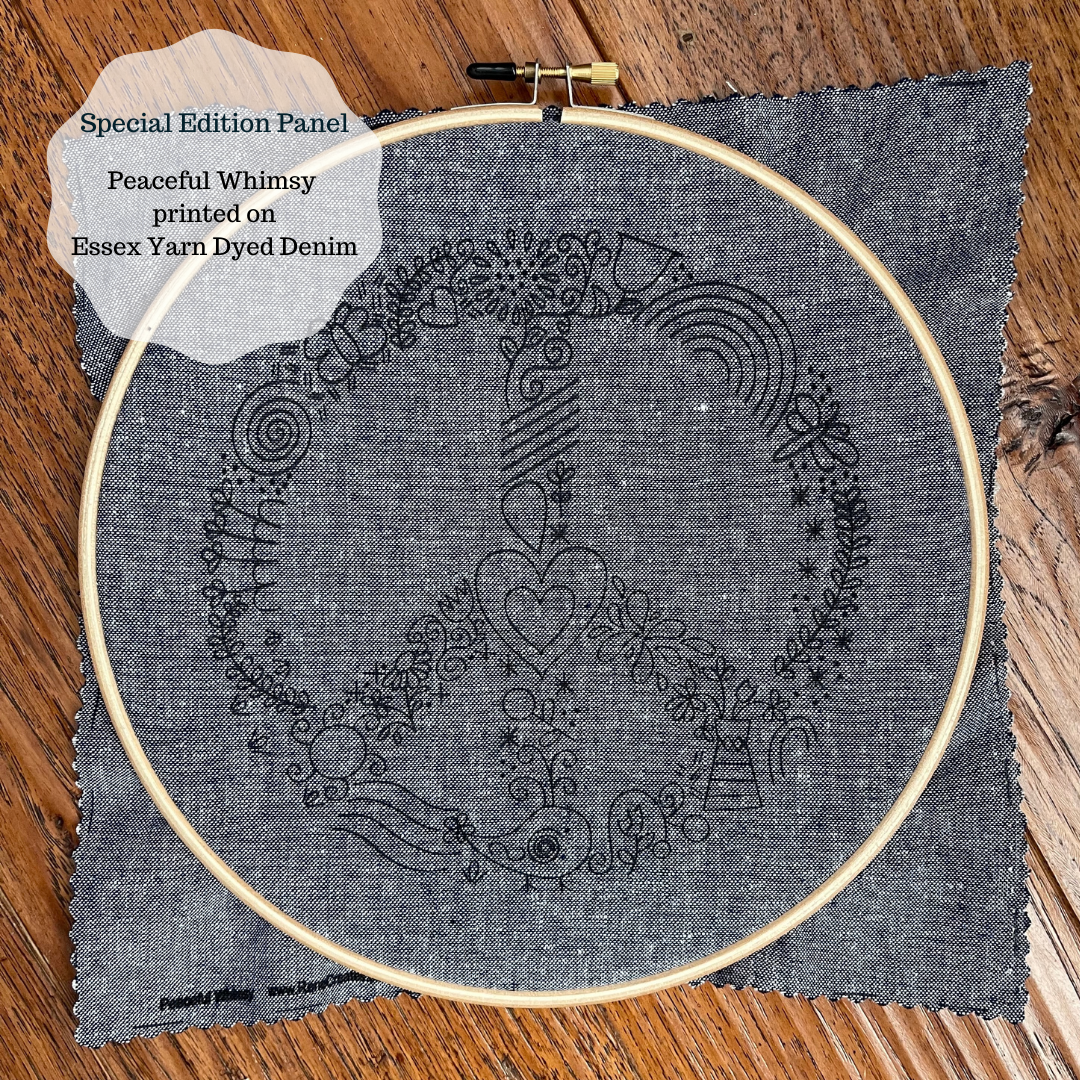 Peaceful Whimsy Embroidery Pattern and Printed Fabric Panel — The